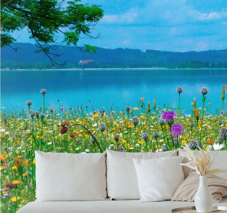 Mural de flores flora de pradera exuberante - TenVinilo