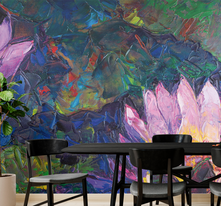 Mural de flores loto en abstracto - TenVinilo