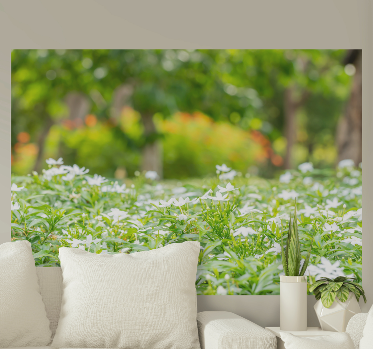 Mural de flores lujosas flores blancas - TenVinilo