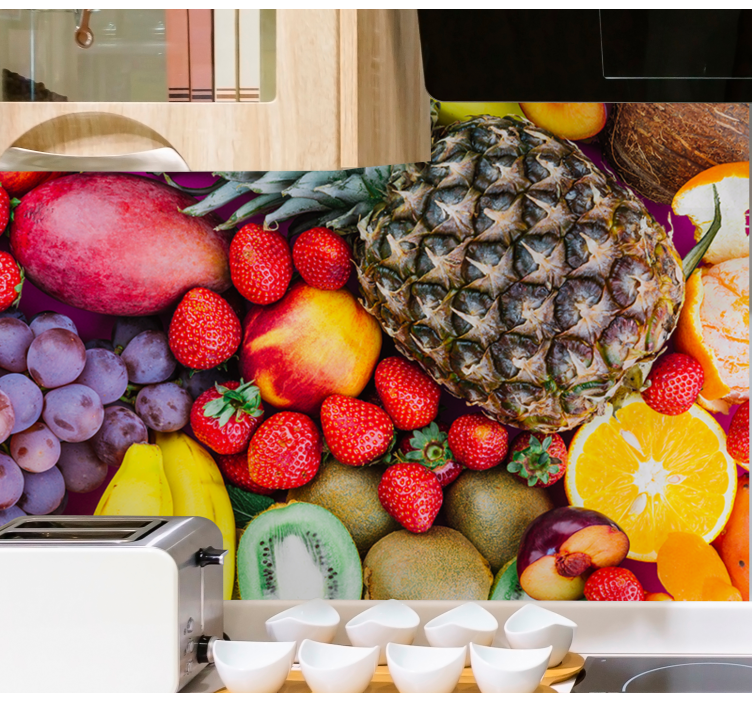 Mural de flores mezcla vibrante de frutas - TenVinilo