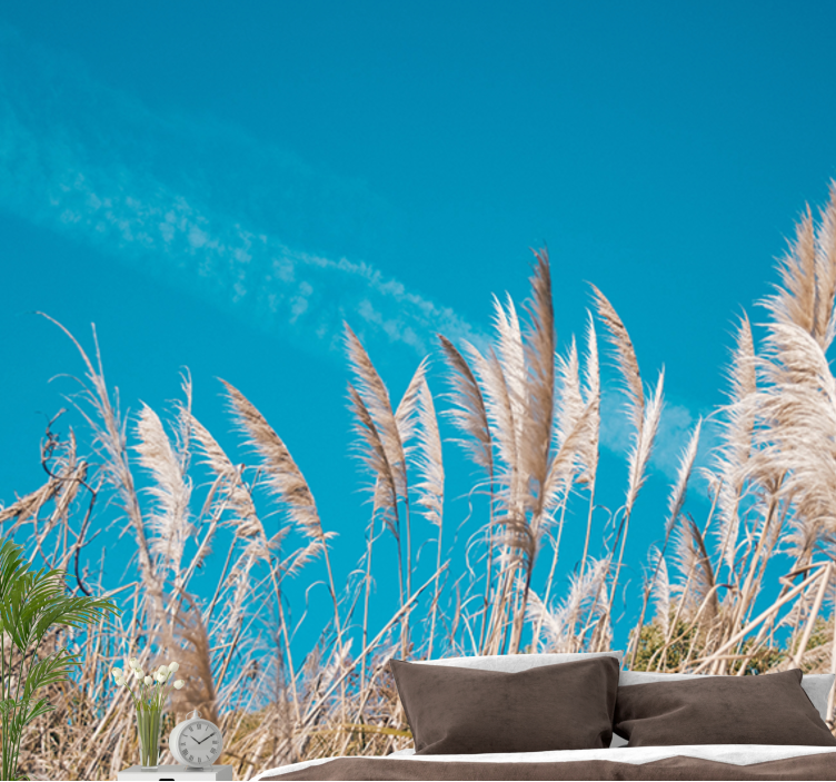Mural de flores tranquilidad de hierba de la pampa - TenVinilo