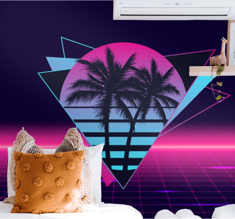 Mural de frases geometría retro de palmas - TenVinilo