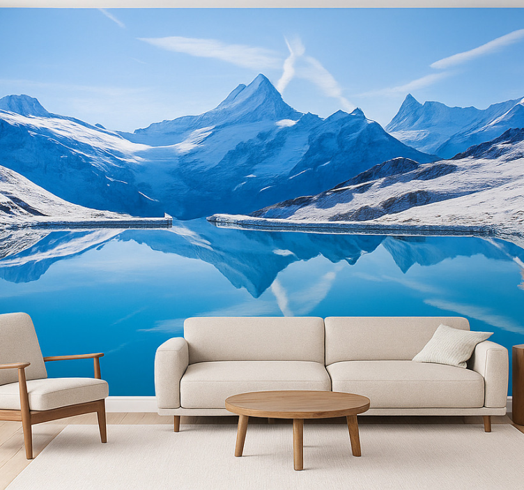 Mural de montañas reflexiones sobre el lago bachalpsee - TenVinilo