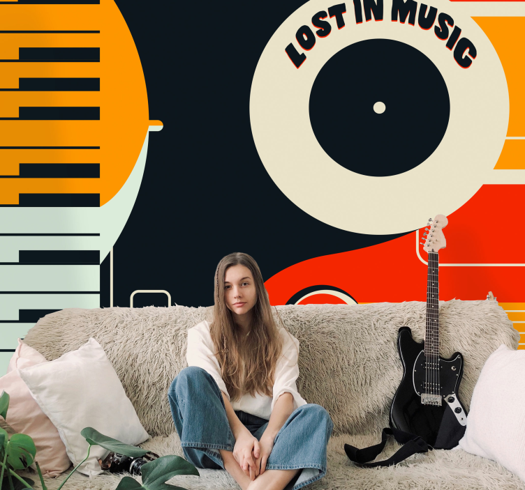 Mural de música diseño retro de piano - TenVinilo