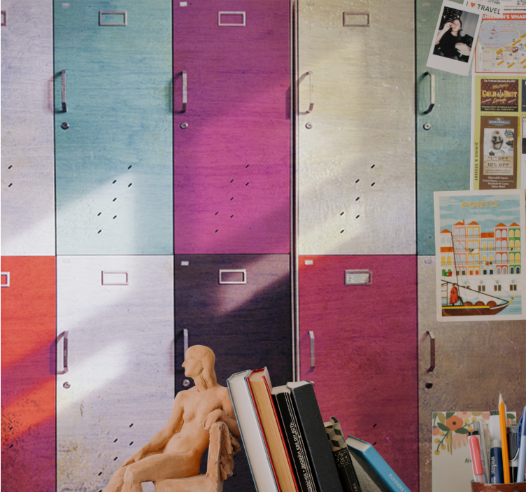 Mural de música puertas de taquilla coloridas - TenVinilo