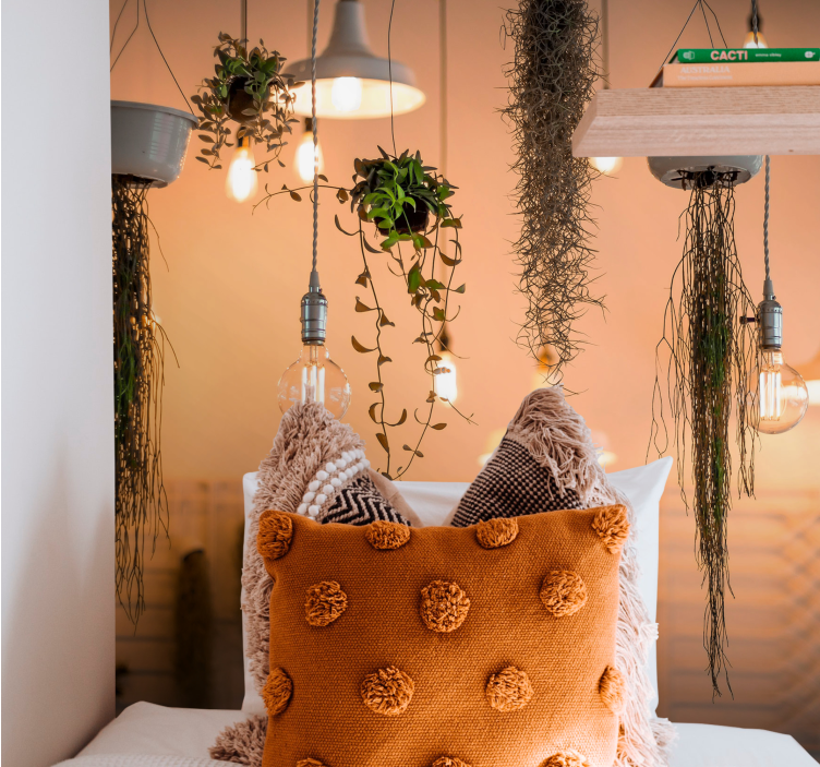 Mural de naturaleza acentos de vegetación colgante - TenVinilo