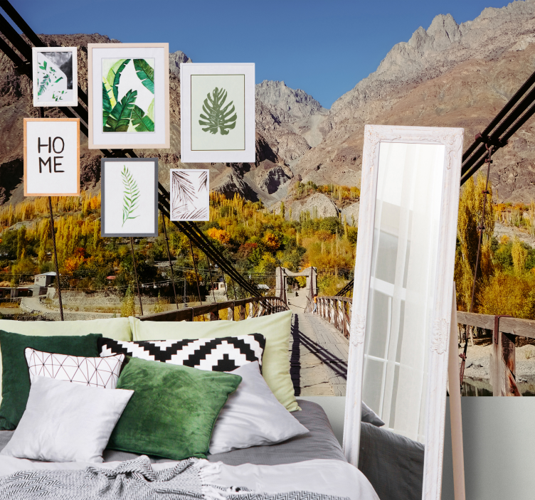 Mural de naturaleza arreglo de follaje vibrante - TenVinilo