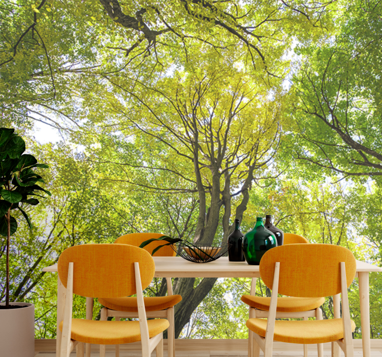 Mural de naturaleza dosel de bosque exuberante - TenVinilo