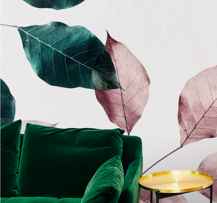 Mural de naturaleza elementos de hojas elegantes - TenVinilo