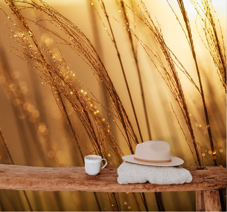 Mural de naturaleza hierba dorada suave - TenVinilo