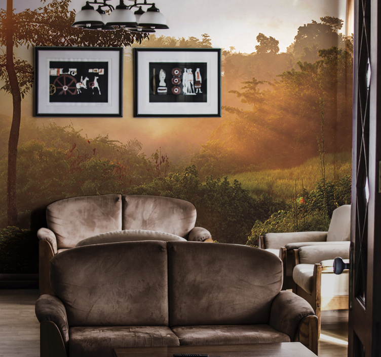 Mural de naturaleza paisaje boscoso tranquilo - TenVinilo