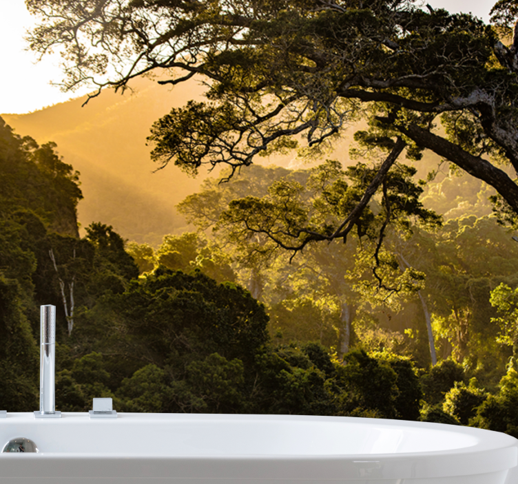 Mural de naturaleza paisaje de bosque verde - TenVinilo