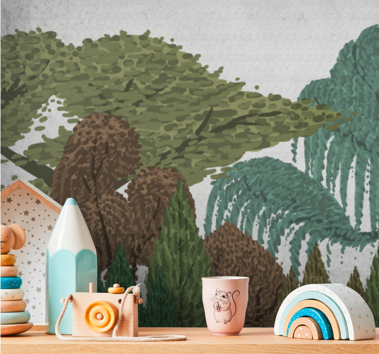 Mural de naturaleza paisaje de follaje vibrante - TenVinilo