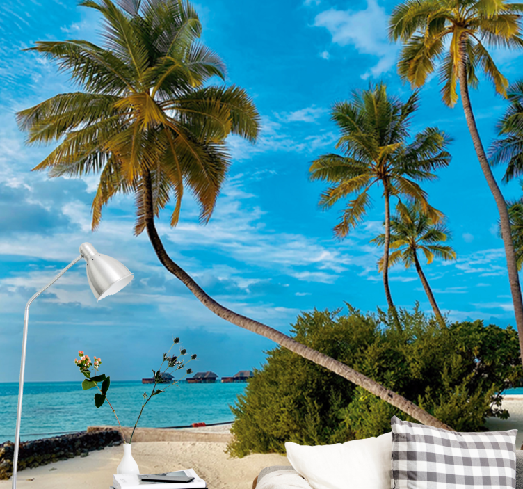 Mural de naturaleza paisaje de palmas tropicales - TenVinilo