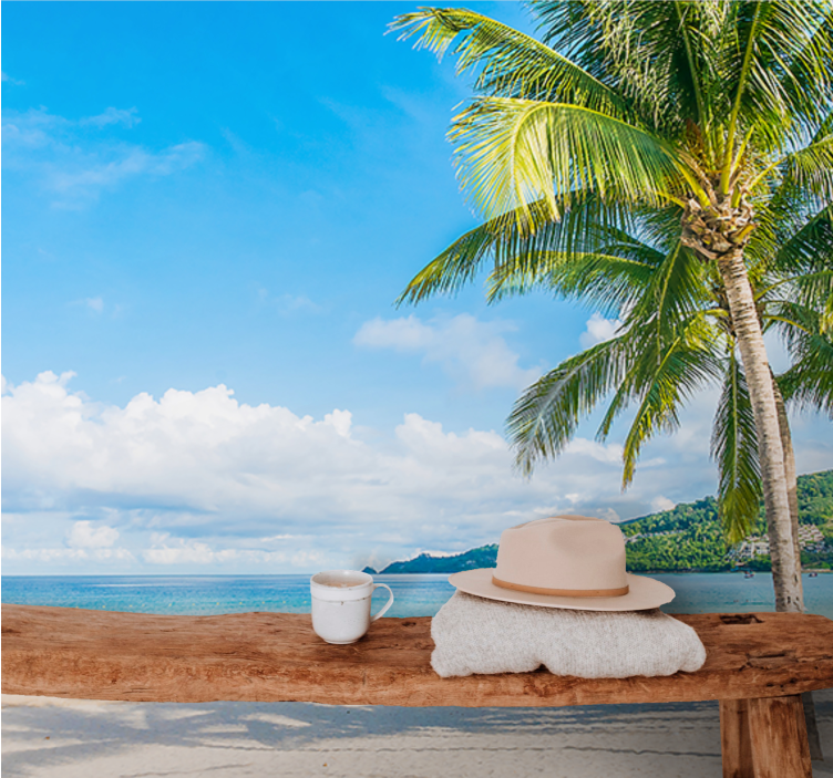 Mural de naturaleza refugio tropical en la playa - TenVinilo
