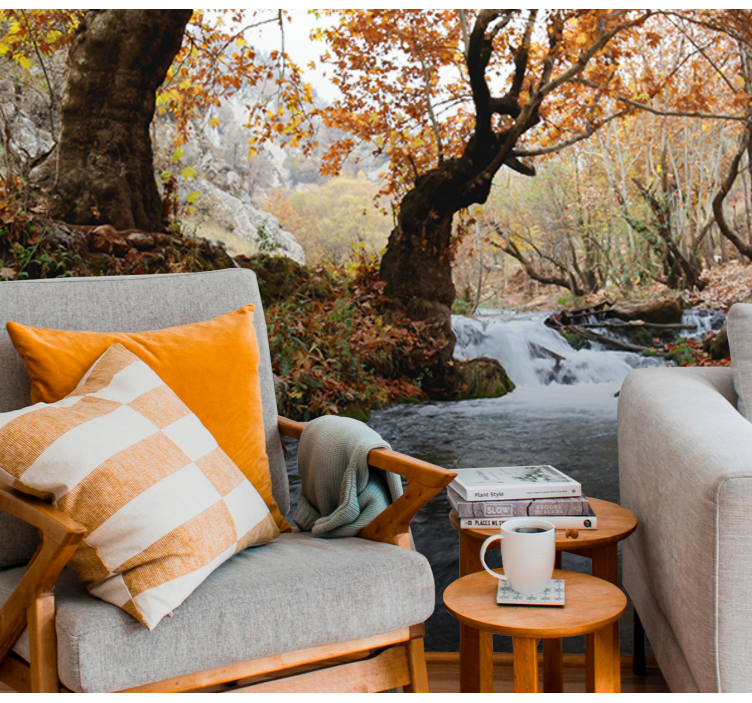 Mural de naturaleza serenidad del arroyo bosque - TenVinilo