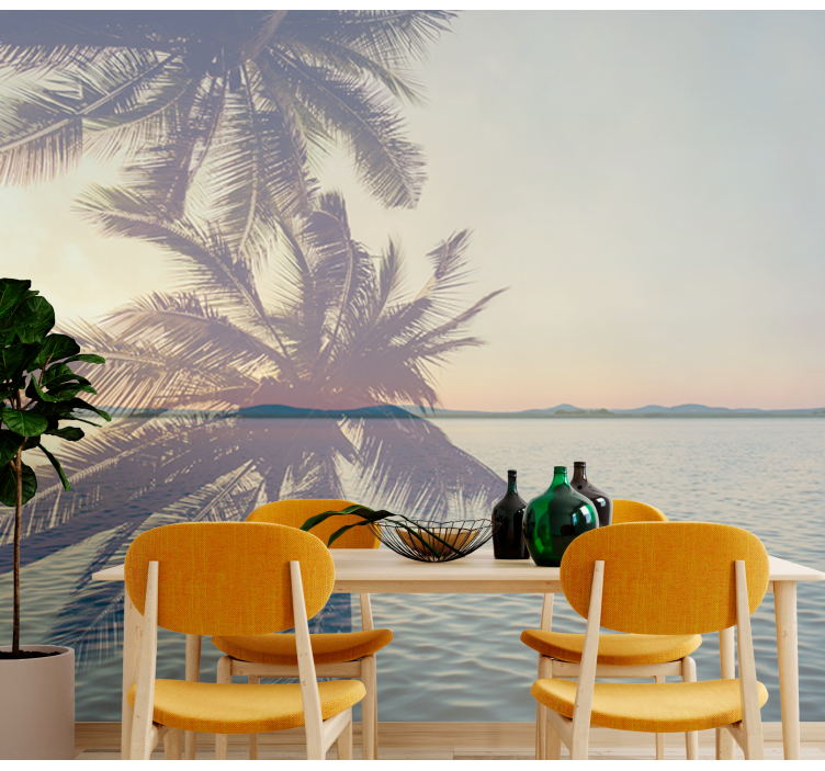 Mural de naturaleza silueta de palma serena - TenVinilo
