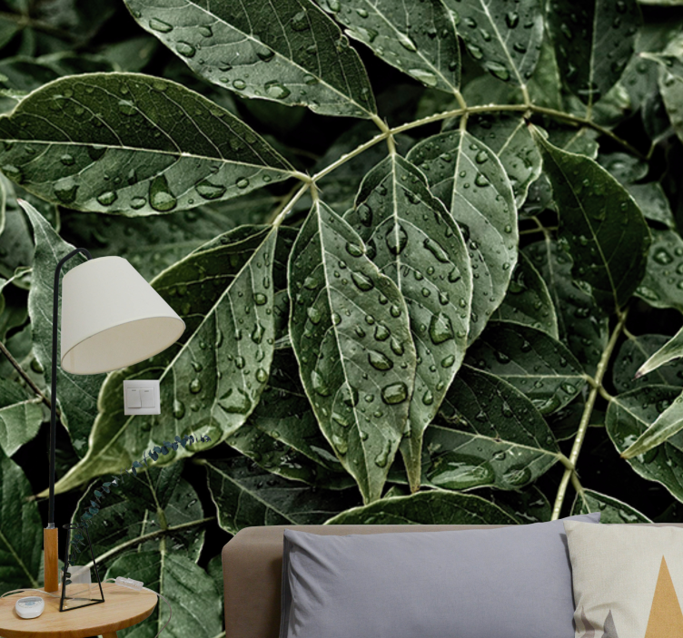 Mural de naturaleza superficie de follaje vibrante - TenVinilo