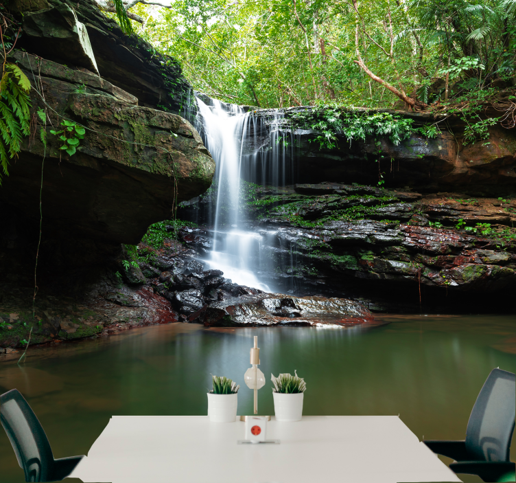 Mural de naturaleza vista de cascada tranquila - TenVinilo