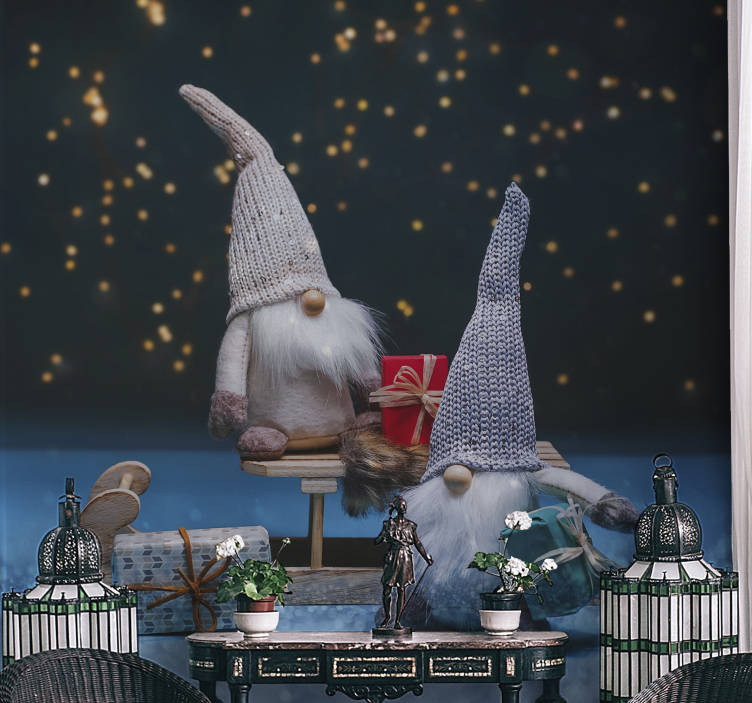 Mural de navidad celebración de gnomos festivos - TenVinilo