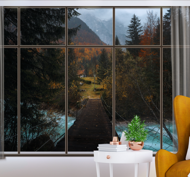 Mural de paisajes escena de sendero montañoso - TenVinilo