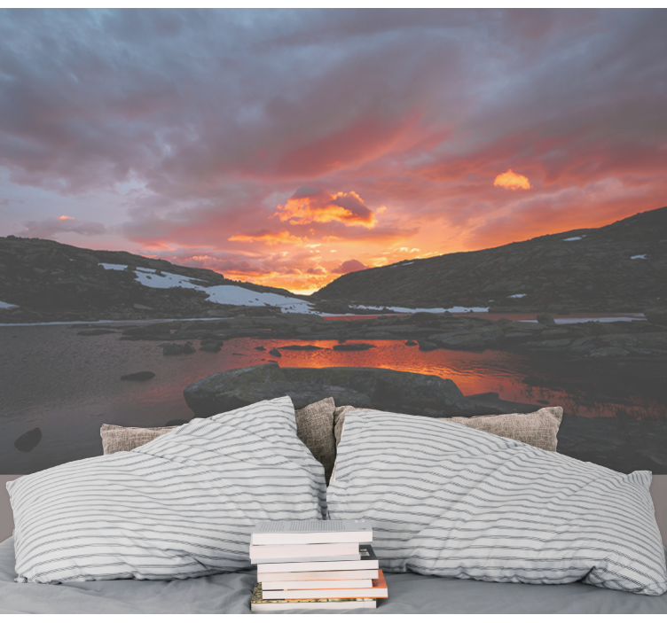 Mural de paisajes reflexión de un atardecer impresionante - TenVinilo