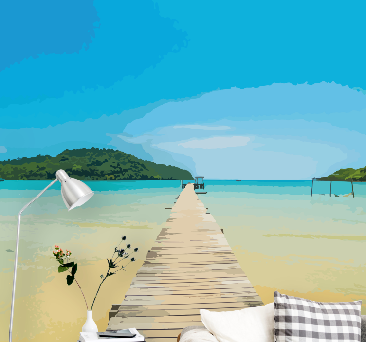 Mural de paisajes sendero costero sereno - TenVinilo