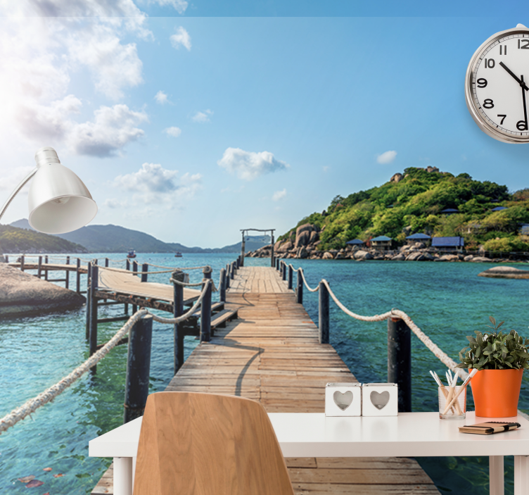 Mural de paisajes sendero costero tranquilo - TenVinilo