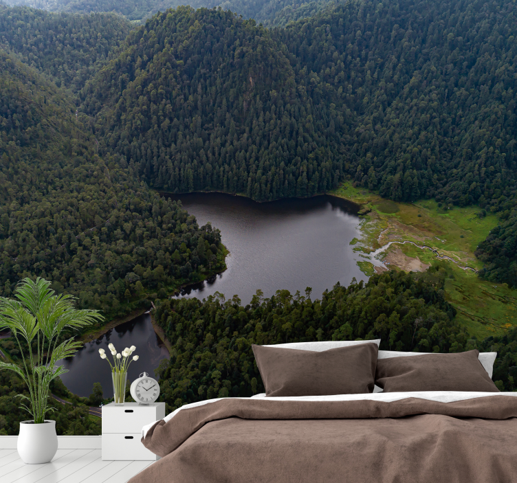 Mural de paisajes serenidad del lago de montaña - TenVinilo