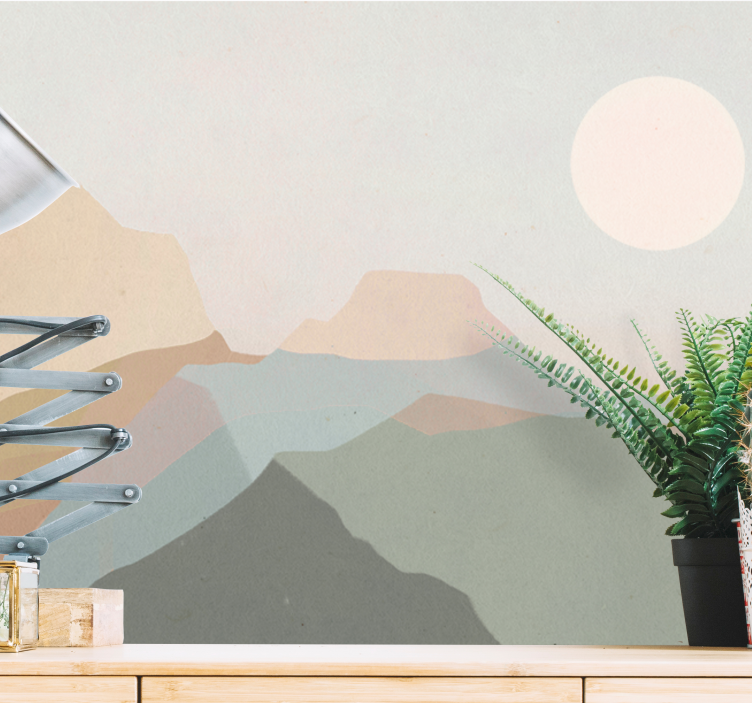 Mural de paisajes vista del crepúsculo en montaña - TenVinilo