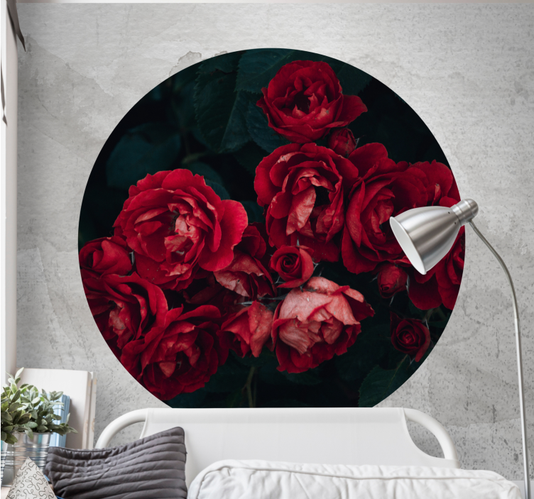 Mural de rosas flores de rosa roja - TenVinilo