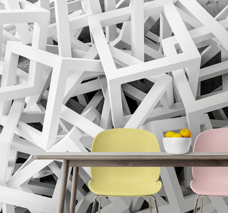 Mural de textura formas abstractas en blanco - TenVinilo