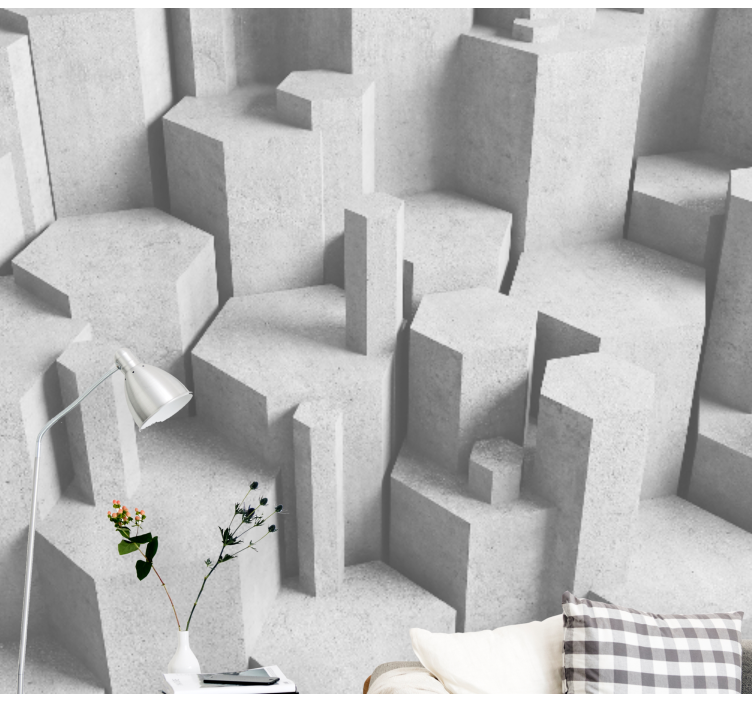 Mural de textura formas geométricas de concreto - TenVinilo