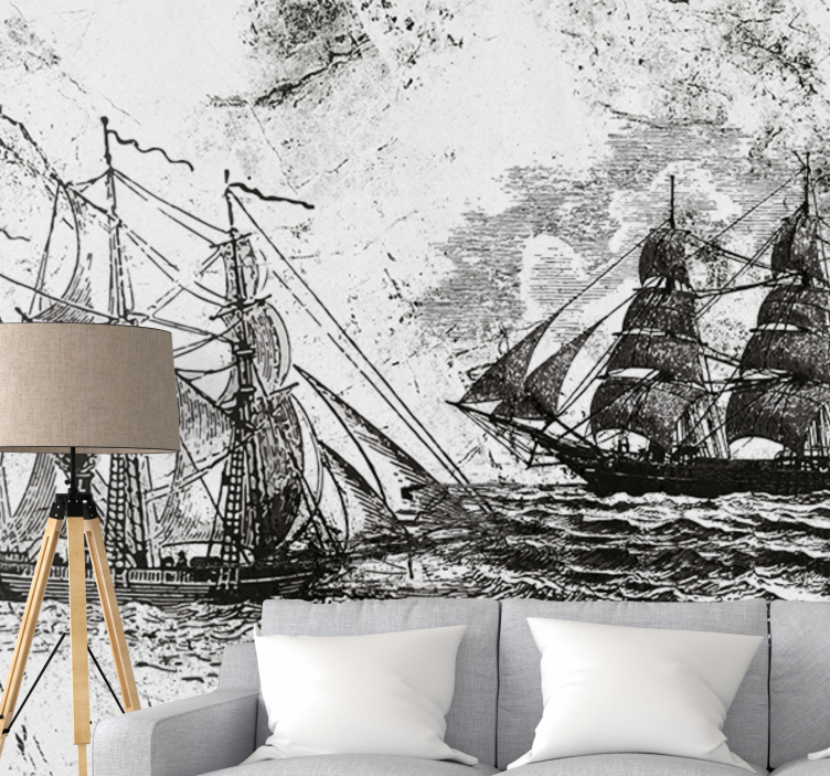 Mural de vehículos barcos de vela históricos - TenVinilo