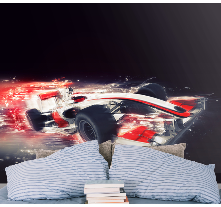 Mural de vehículos en movimiento de carreras - TenVinilo