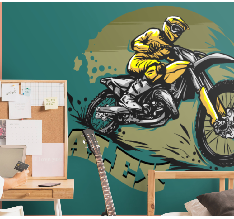 Mural de vehículos motociclista de motocross - TenVinilo
