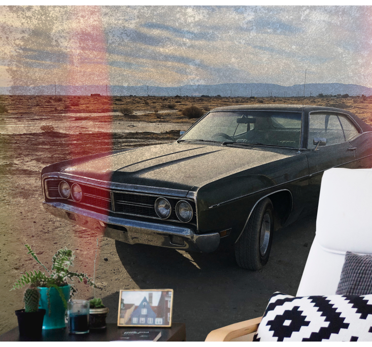 Mural de vehículos nostalgia de coches clásicos - TenVinilo