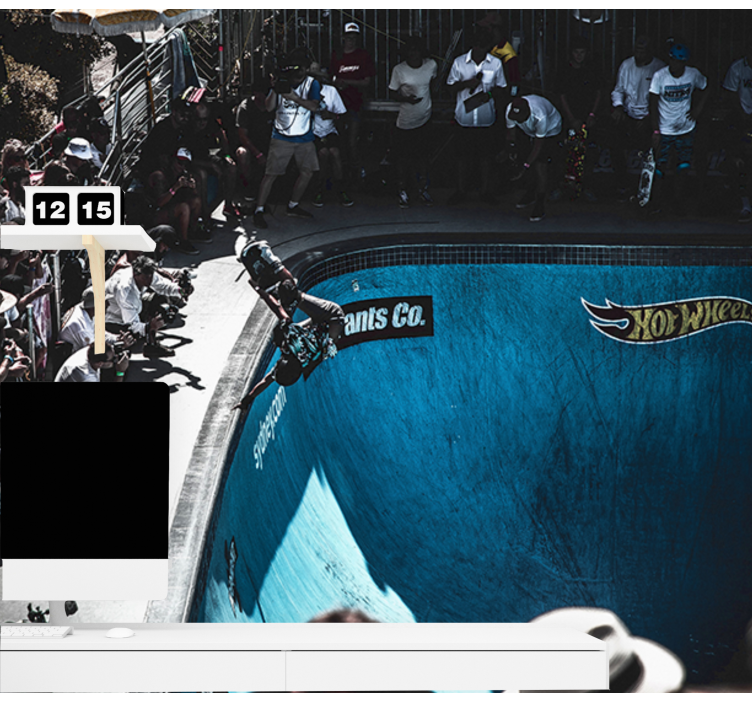 Mural de vehículos patinador realizando un truco - TenVinilo