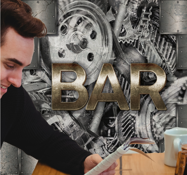 Mural graffiti letras de engranaje industrial - TenVinilo