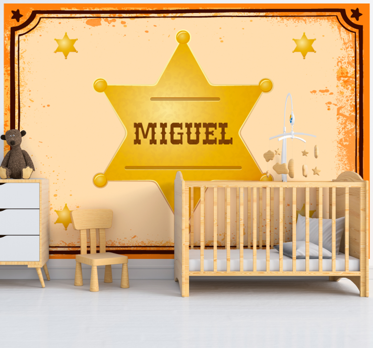 Mural infantil estrella de sheriff personalizada - TenVinilo