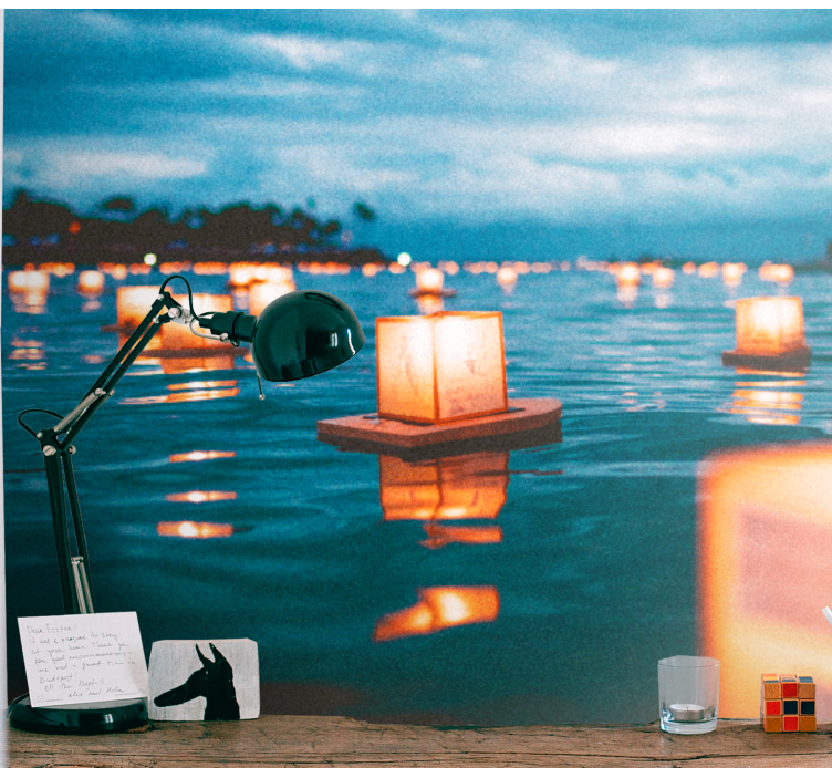 Fotomural lago Linternas sobre el agua - TenVinilo