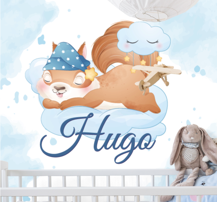 Mural para bebé sueños del ardillito dormilón - TenVinilo