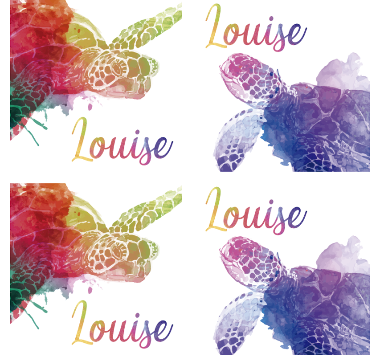 Posavasos colorido tortuga acuarela con nombre - TenVinilo