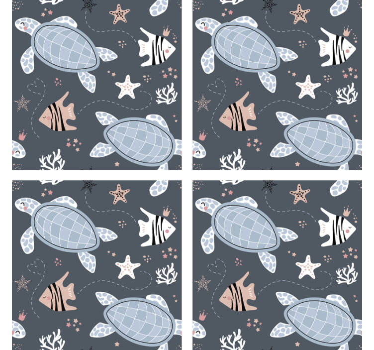 Posavasos tortugas y peces en el agua - TenVinilo