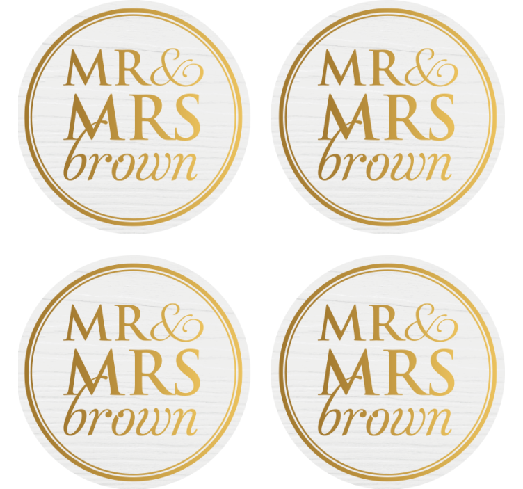 Posavasos boda elegante sr & sra personalizable - TenVinilo