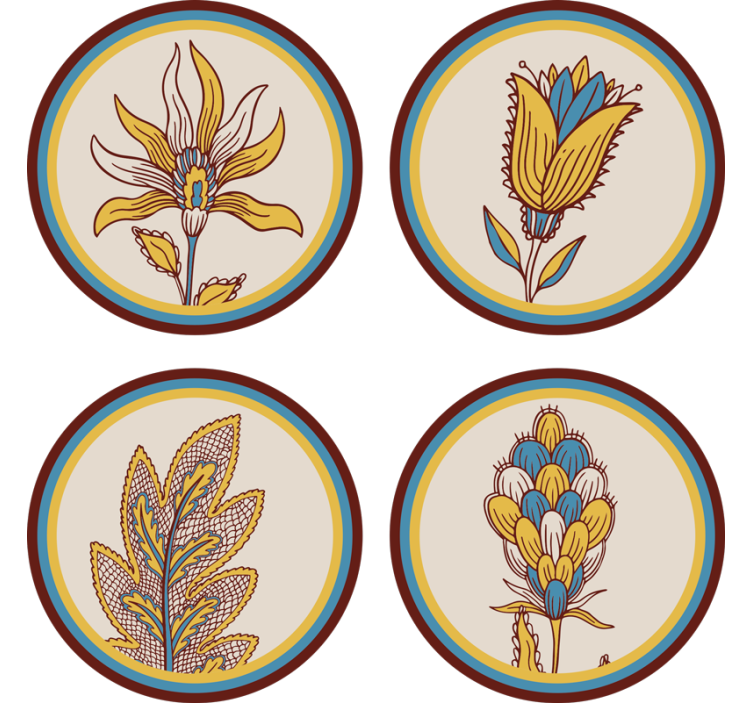 Portavasos juego de motivos florales - TenVinilo