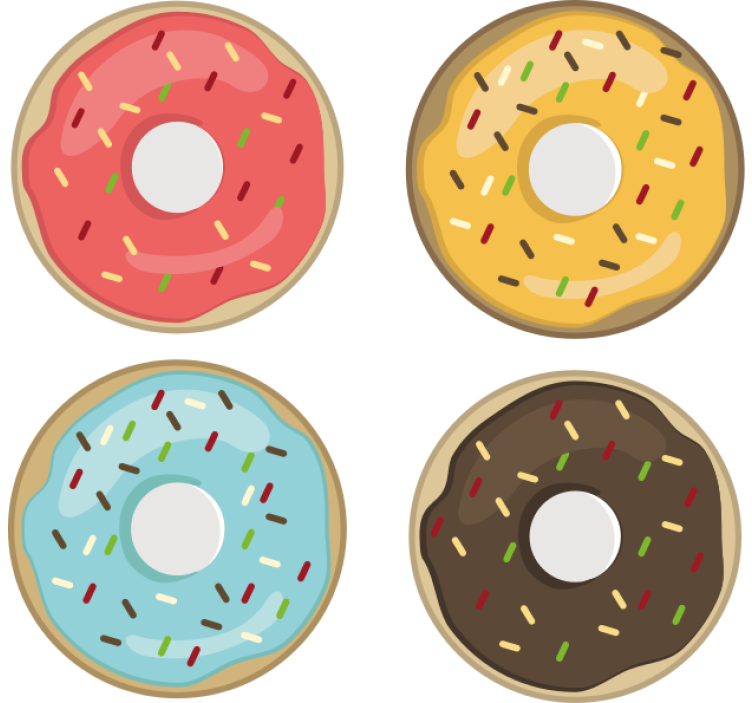 Portavasos frikis diseños de donut coloridos - TenVinilo