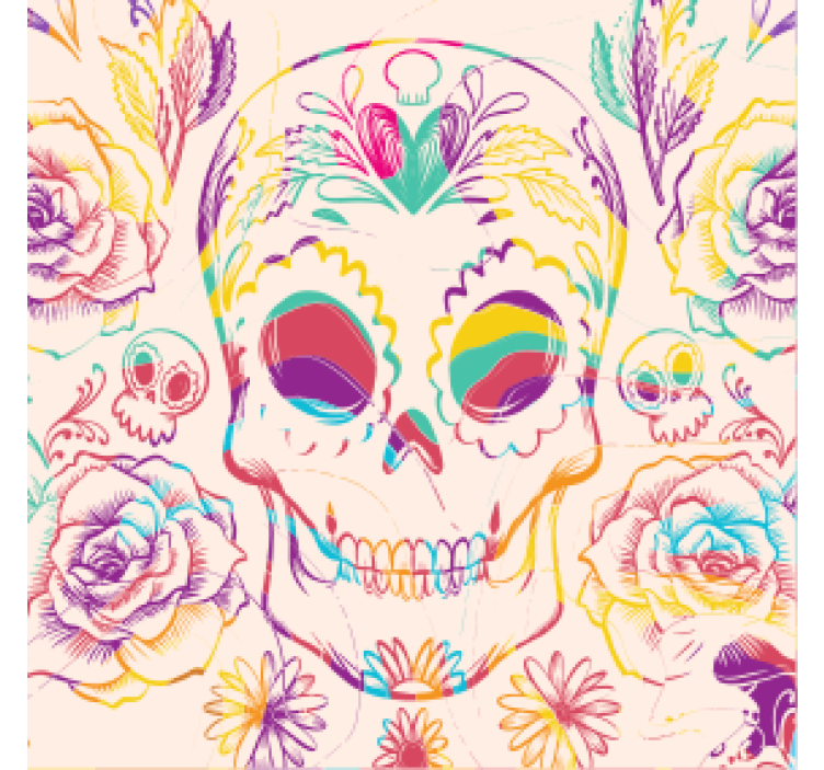 Portavasos halloween calavera floral colorida - TenVinilo