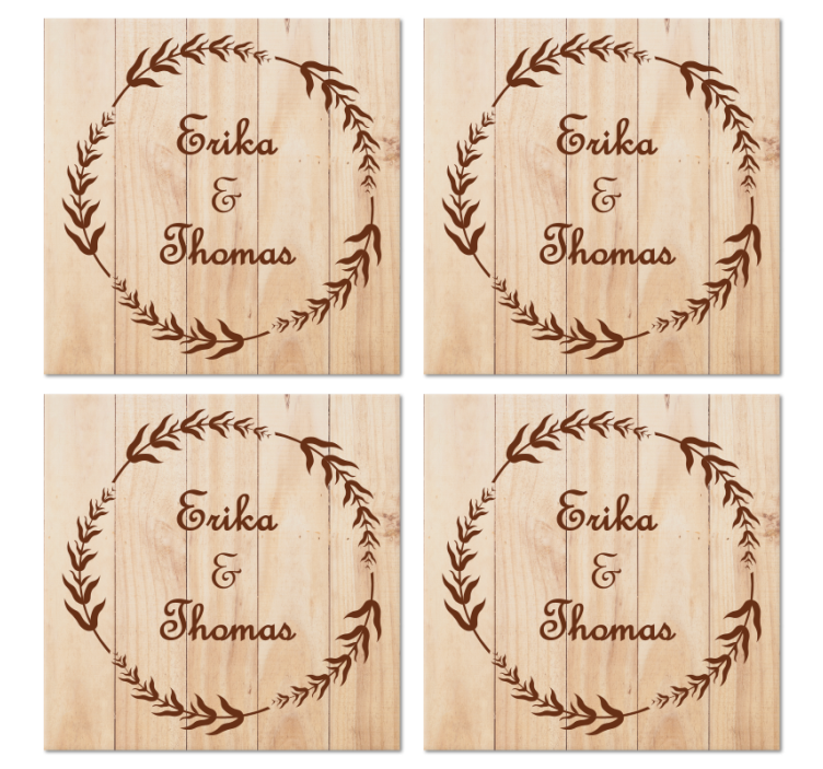 Posavasos boda Rama de olivo de madera - TenVinilo