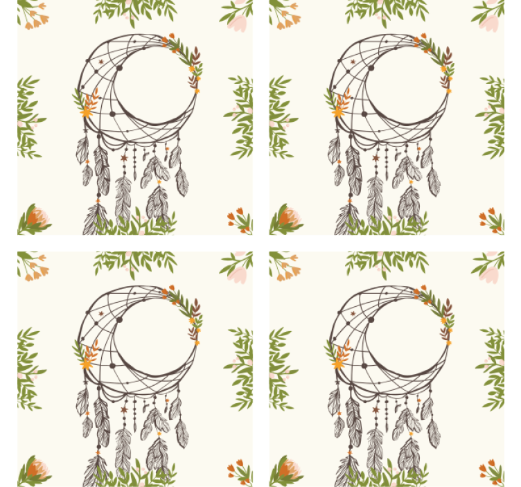 Posavasos moderno Atrapasueños con flores - TenVinilo